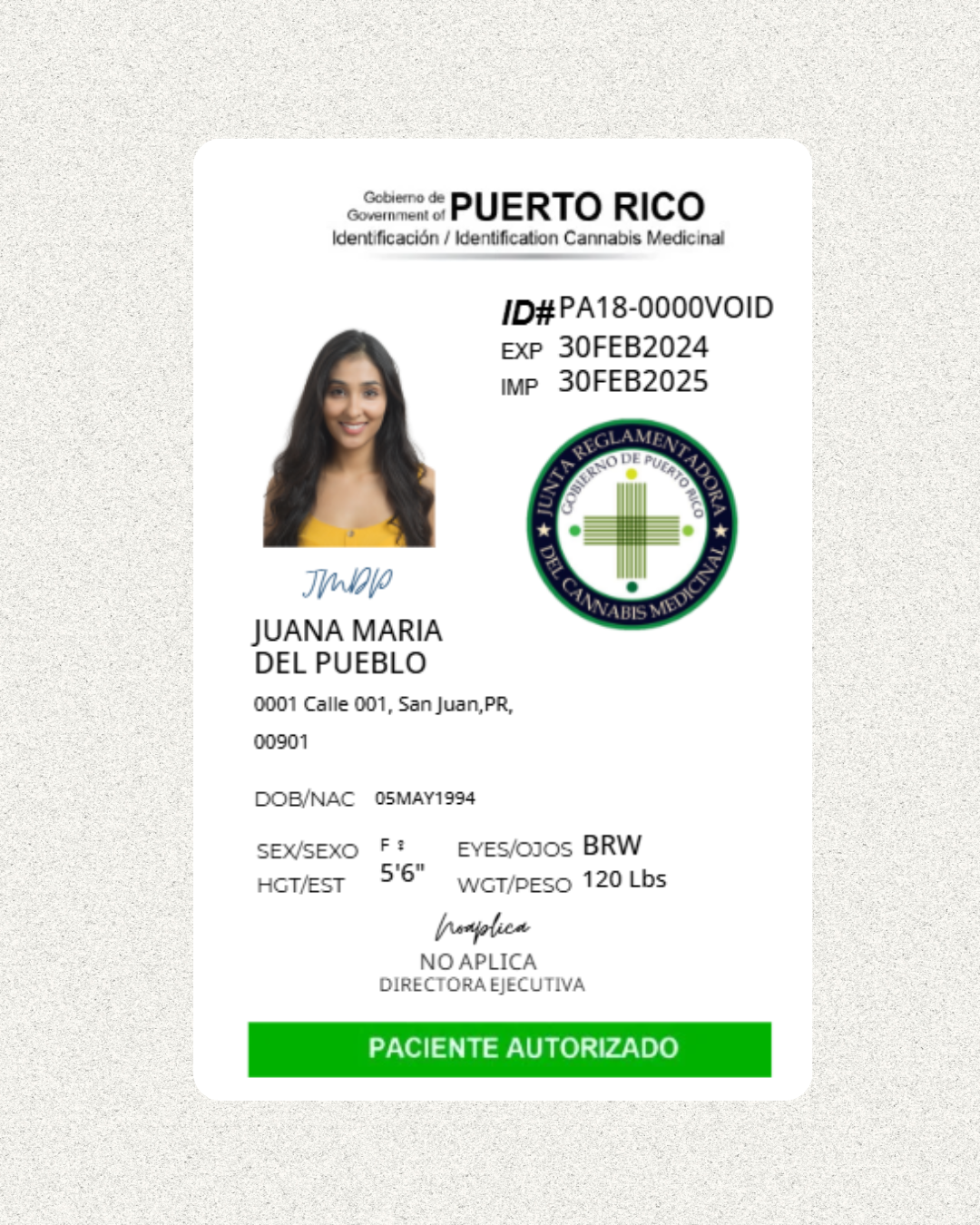 Tu Voucher de Cannabis en Tarjeta PVC (1-Lado)